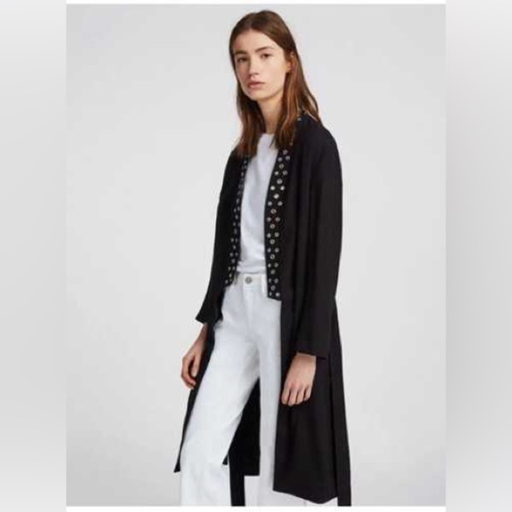 All Saints Kady Kimono/Duster Open Front Relaxed Fit Eyelet Studs Size XS